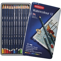 Lápis De Cor Aquarelável Watercolour Derwent - Estojo Em Lata Com 12 Cores - 248711
